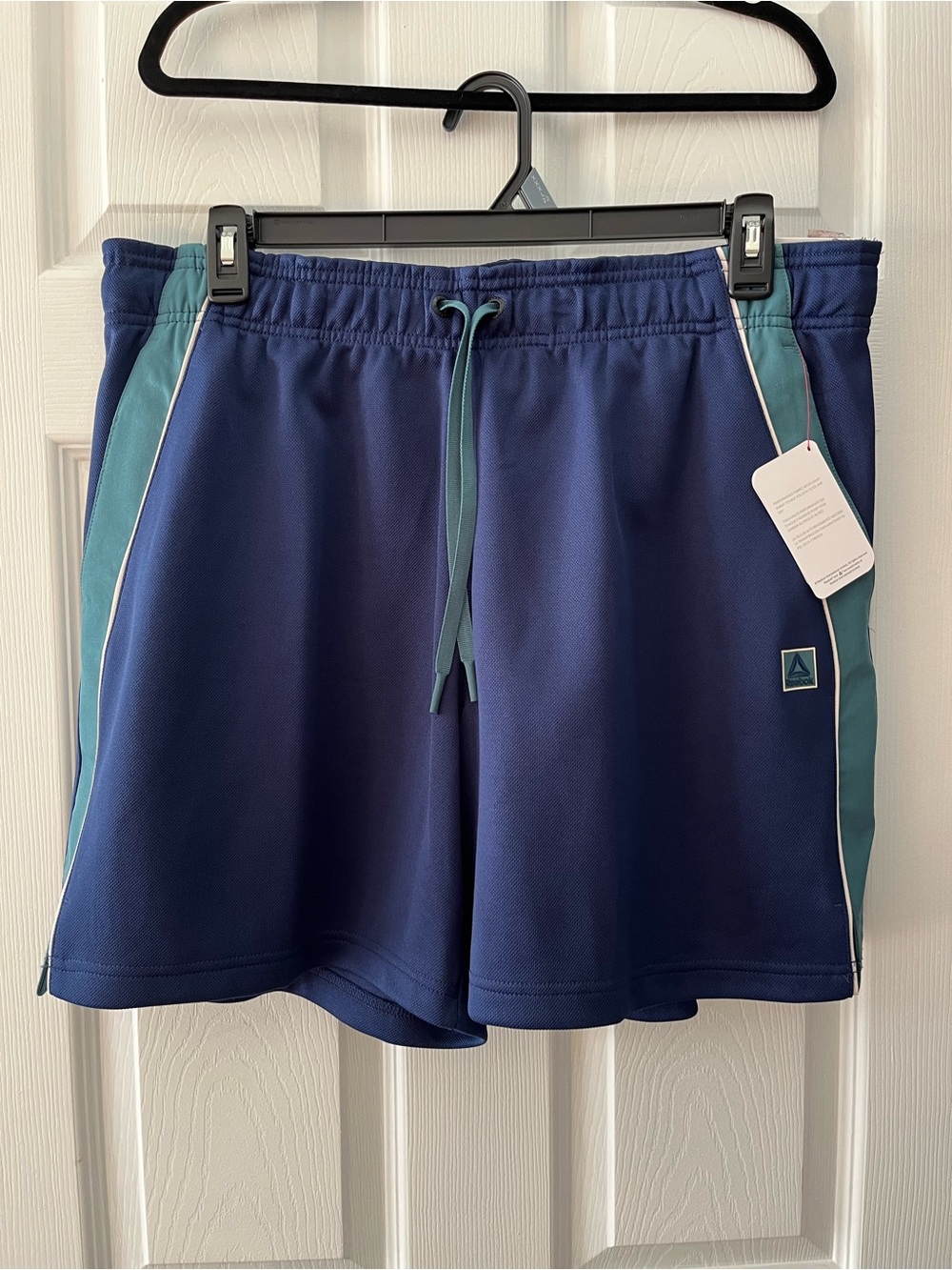 Reebok Navy and Teal Athletic Shorts with Contrast Piping